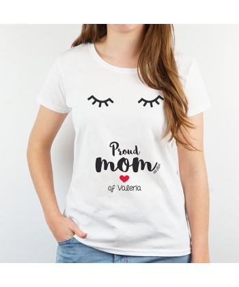 Camiseta  Personalizada Mamá Pestañas Proud mom of Nombre niño/a